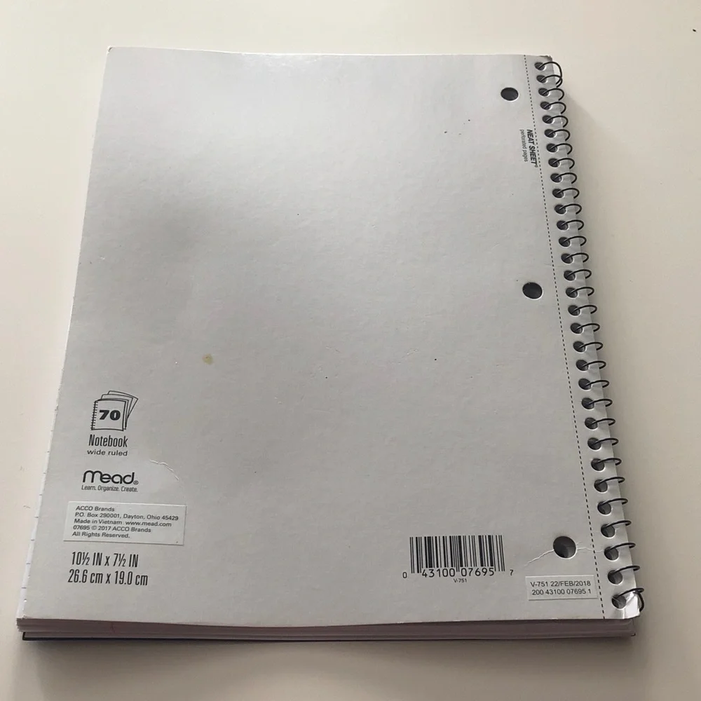 🛍️ Mead Wide Ruled Spiral Notebook